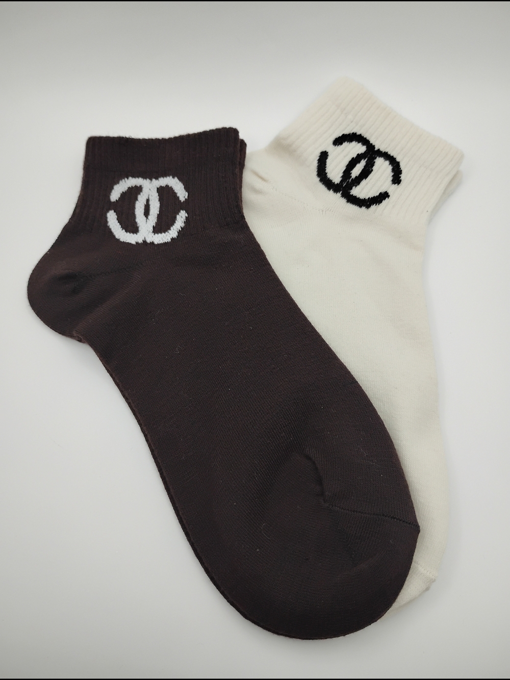 BNWOT Chanel Sets Of Dark Brown & Cream Ankle Socks